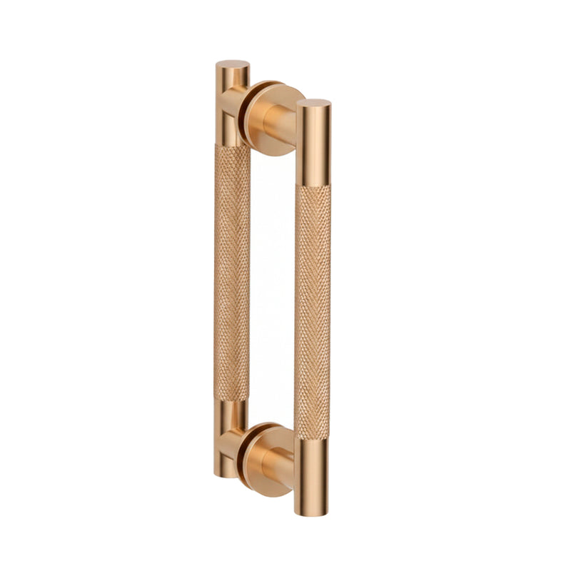 Circo Knurled Double Shower Door Handle - Door Mount - 8" Brass/Prosecco Bronze