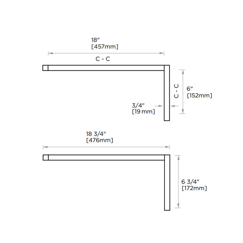 London Offset Shower Door Handle - Door Mount - 18" Brass/Polished Chrome