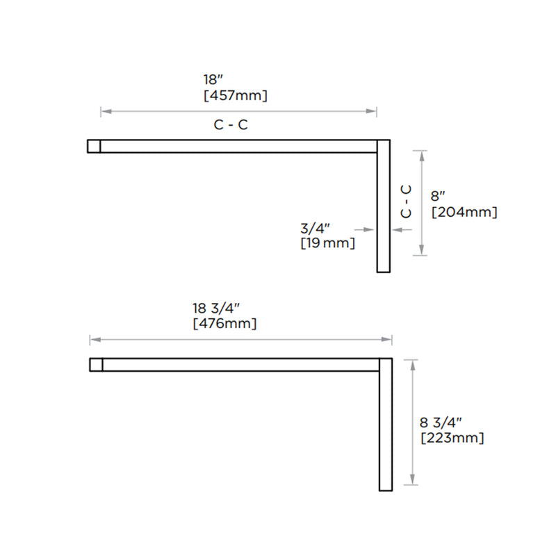 London Offset Shower Door Handle - Door Mount - 18" Brass/Polished Chrome