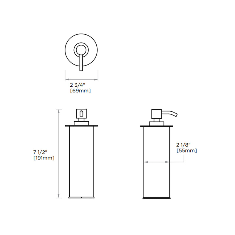 Oslo Soap Dispenser - Free Standing - 8" Brass/Polished Nickel
