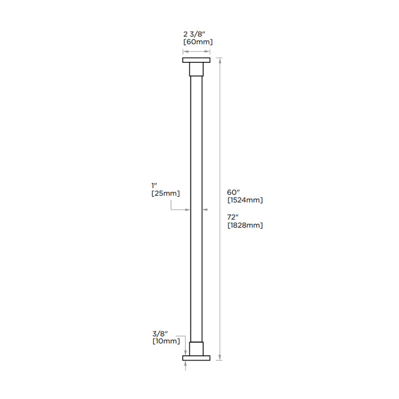 Oslo Straight Shower Rod - Wall Mount - 60" Brass/Polished Chrome
