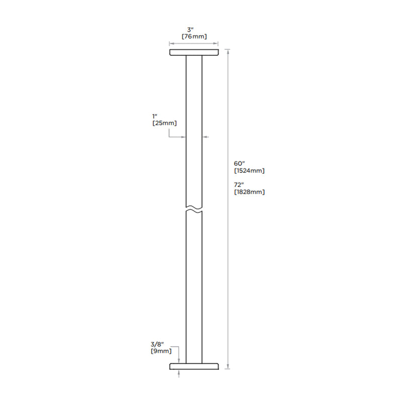 Straight Shower Rod - Wall Mount - 60" Brass/Matt Black