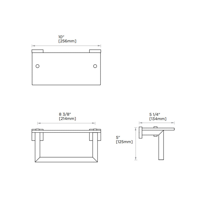 London Glass Shower Shelf - Wall Mount - 10" Brass/Polished Chrome