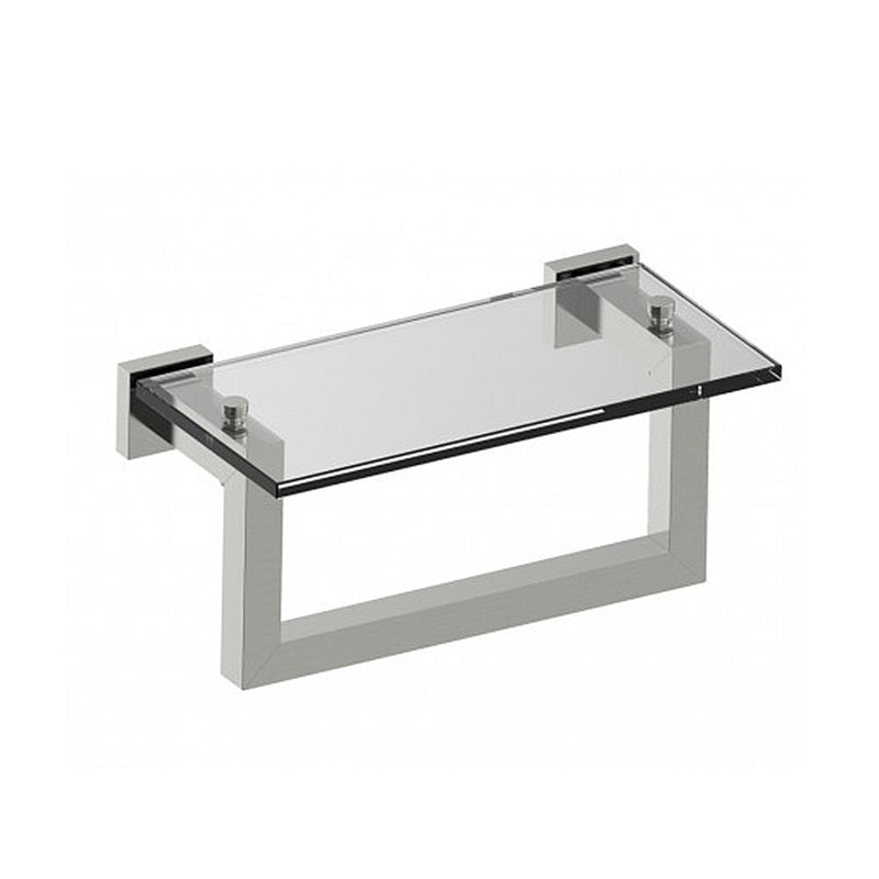 London Glass Shower Shelf - Wall Mount - 10" Brass/Brushed Nickel