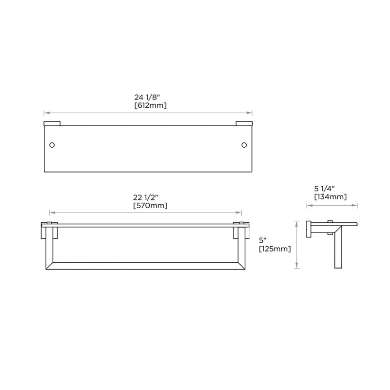 London Shower Shelf - Wall Mount - 24" Brass/Glass/Polished Chrome