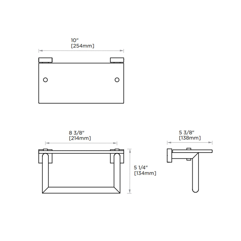 Madrid Glass Shower Shelf - Wall Mount - 10" Brass/Polished Chrome