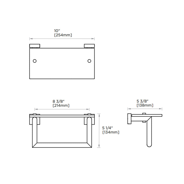 Madrid Glass Shower Shelf - Wall Mount - 10" Brass/Polished Chrome