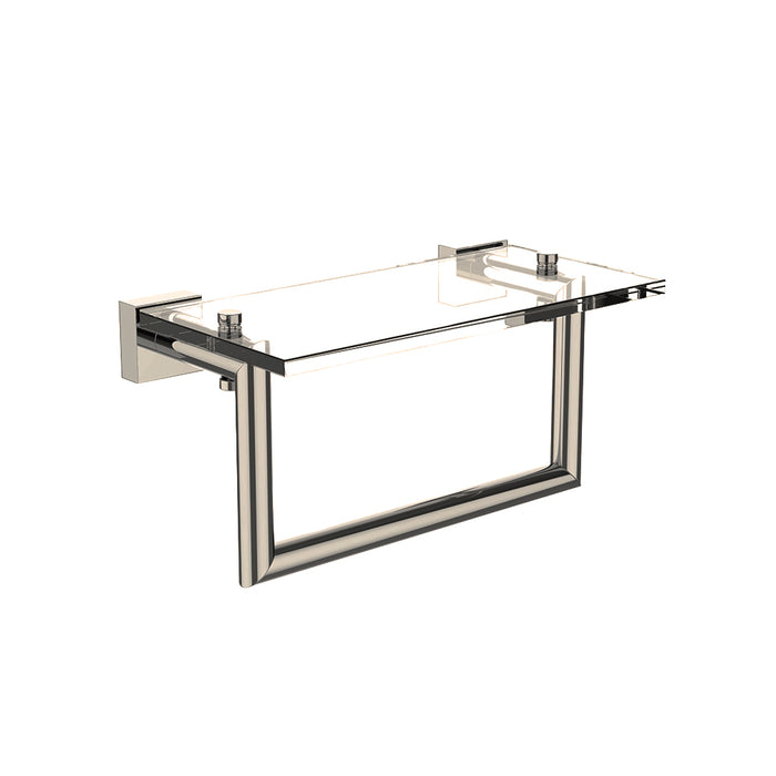 Madrid Glass Shower Shelf - Wall Mount - 10" Brass/Brushed Nickel