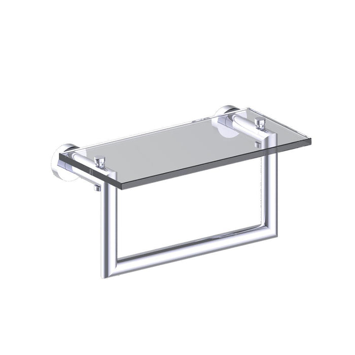 Oslo Glass Shower Shelf - Wall Mount - 10" Brass/Polished Chrome