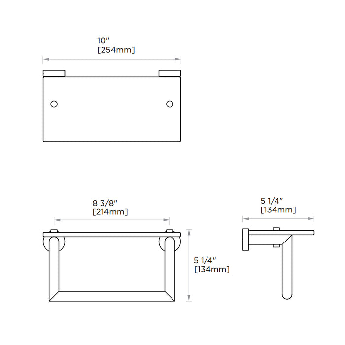 Oslo Glass Shower Shelf - Wall Mount - 10" Brass/Polished Chrome