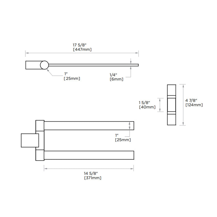 Berlin Swivel Double Towel Bar - Wall Mount - 18" Brass/Polished Chrome