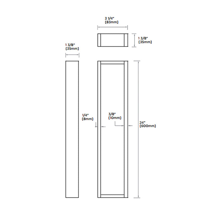 Berlin Solid Back Towel Bar - Wall Mount - 24" Brass/Polished Chrome