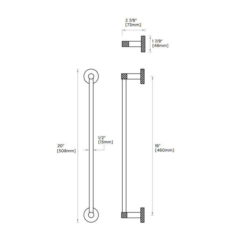 Circo Knurled Towel Bar - Wall Mount - 18" Brass/Polished Chrome