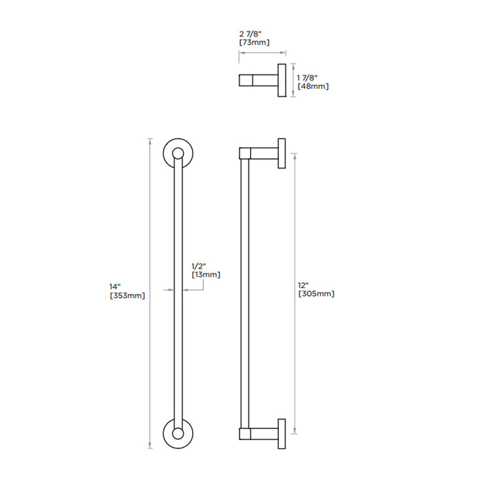 Circo Single Towel Bar - Wall Mount - 12" Brass/Polished Chrome