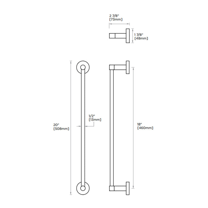 Circo Single Towel Bar - Wall Mount - 18" Brass/Polished Chrome