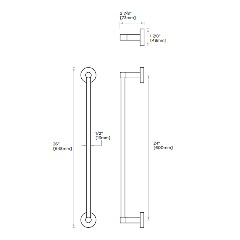 Circo Single Towel Bar - Wall Mount - 24" Brass/Polished Chrome