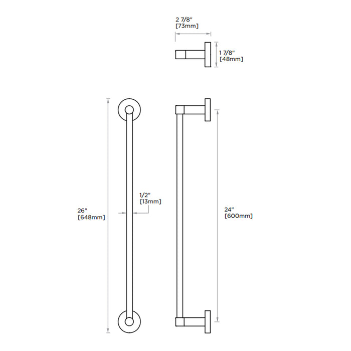 Circo Single Towel Bar - Wall Mount - 24" Brass/Polished Nickel