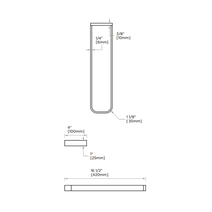 Cologne Perpendicular Single Towel Bar - Wall Mount - 16" Brass/Matt Black