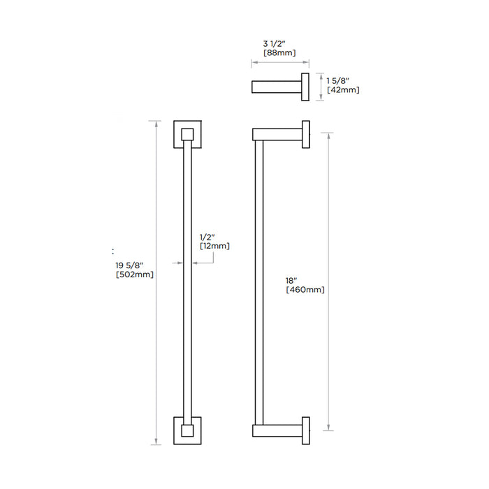 London Towel Bar - Wall Mount - 18" Brass/Polished Nickel