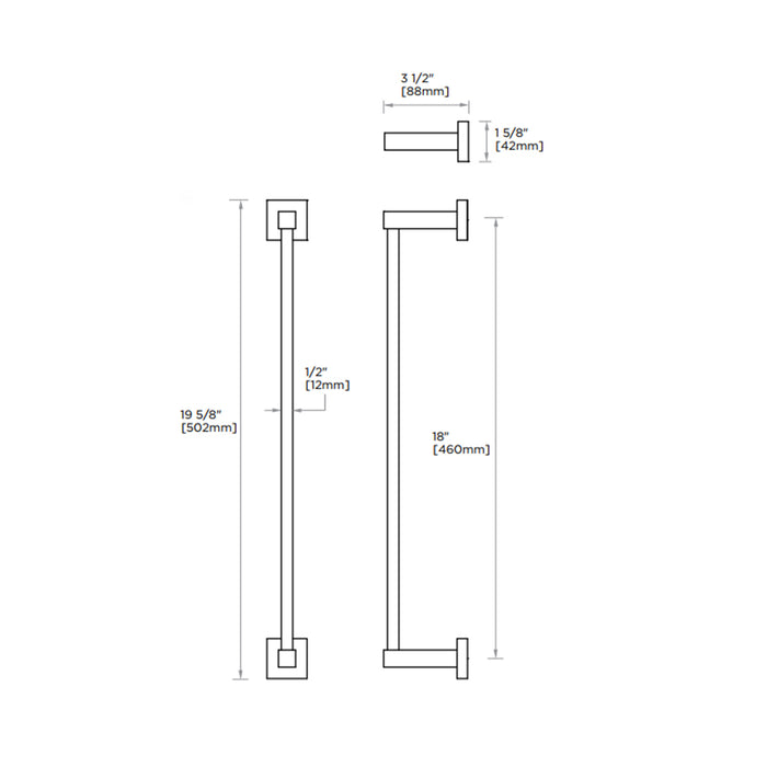 London Single Towel Bar - Wall Mount - 18" Brass/Brushed Nickel