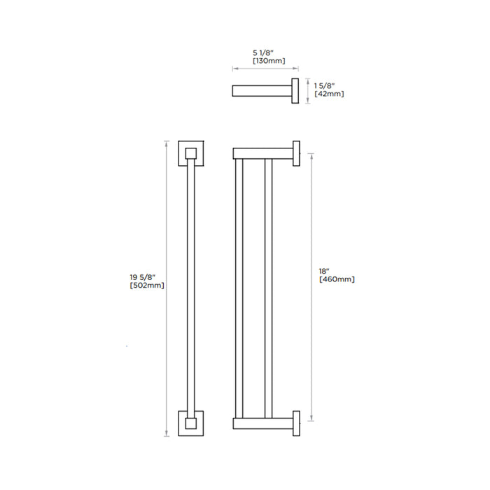 London Double Towel Bar - Wall Mount - 18" Brass/Polished Chrome