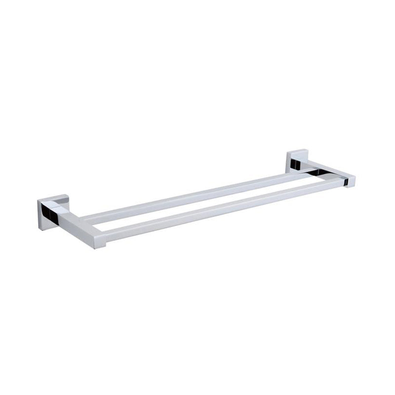 London Double Towel Bar - Wall Mount - 24" Brass/Polished Chrome