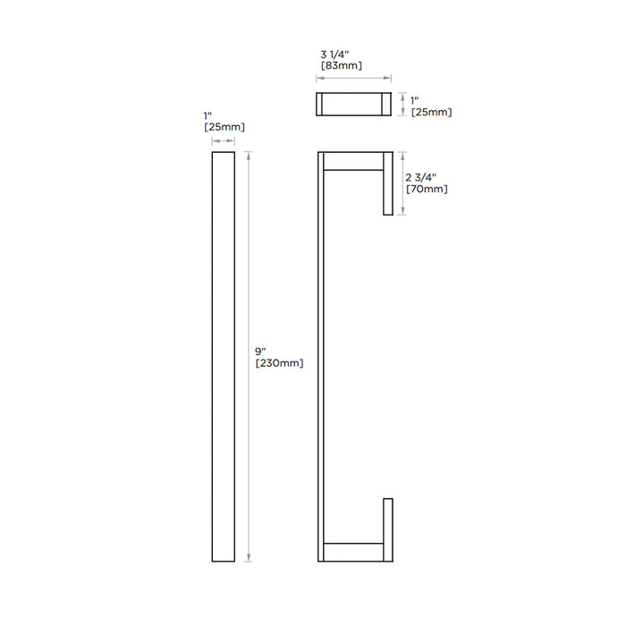 Munich Single Towel Bar - Wall Mount - 9" Brass/Brushed Nickel