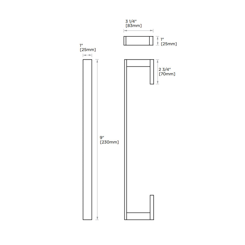 Munich Single Towel Bar - Wall Mount - 9" Brass/Polished Nickel