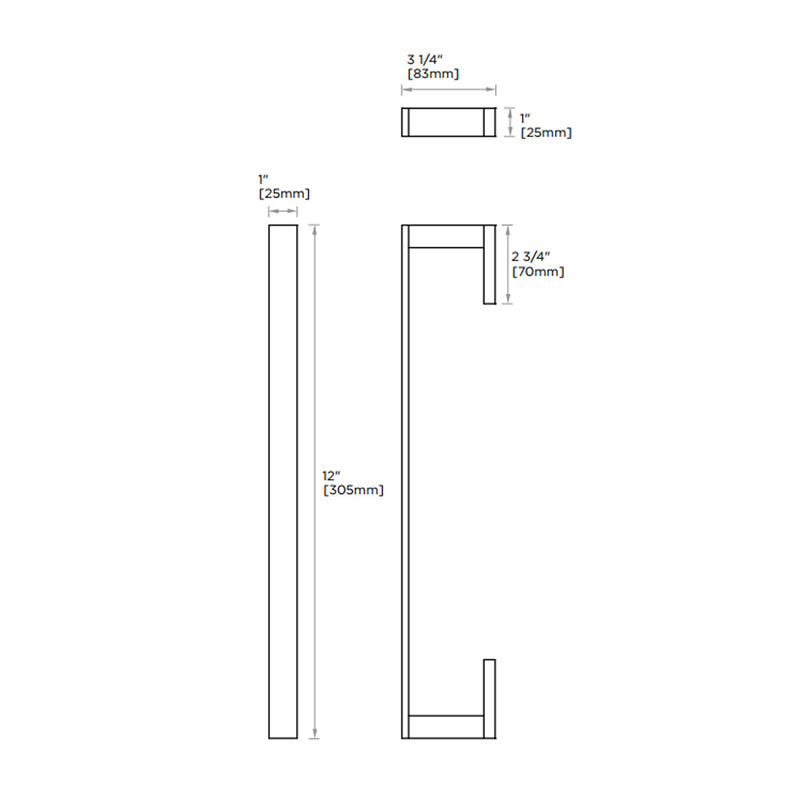 Munich Single Towel Bar - Wall Mount - 12" Brass/Polished Chrome