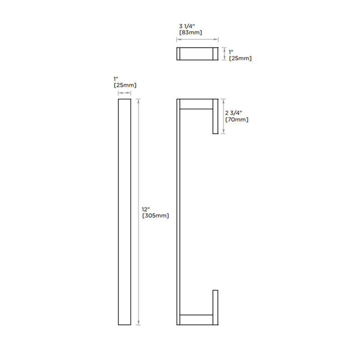 Munich Single Towel Bar - Wall Mount - 12" Brass/Brushed Nickel