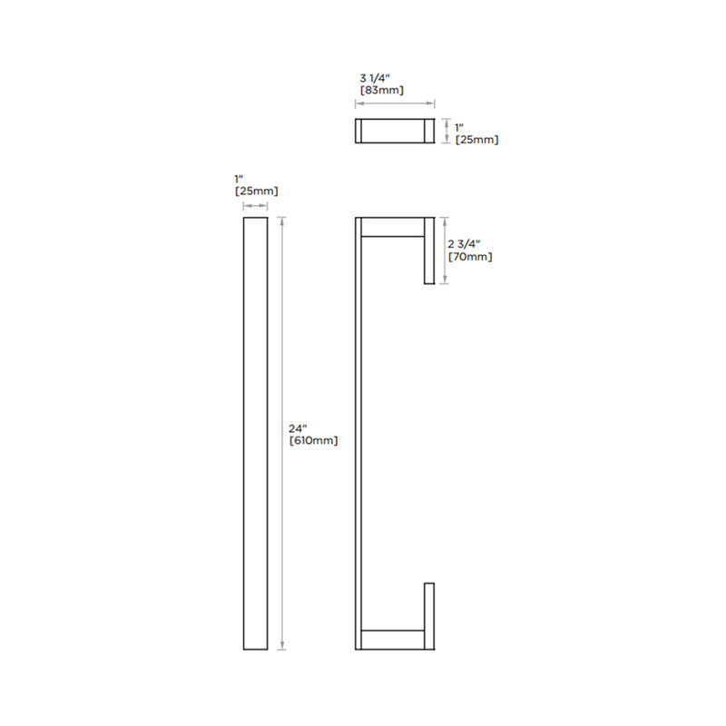 Munich Single Towel Bar - Wall Mount - 24" Brass/Polished Nickel