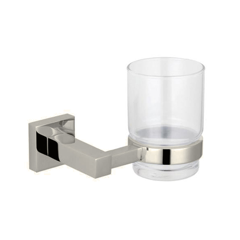 London Toothbrush Holder - Wall Mount - 3" Brass/Glass/Brushed Nickel