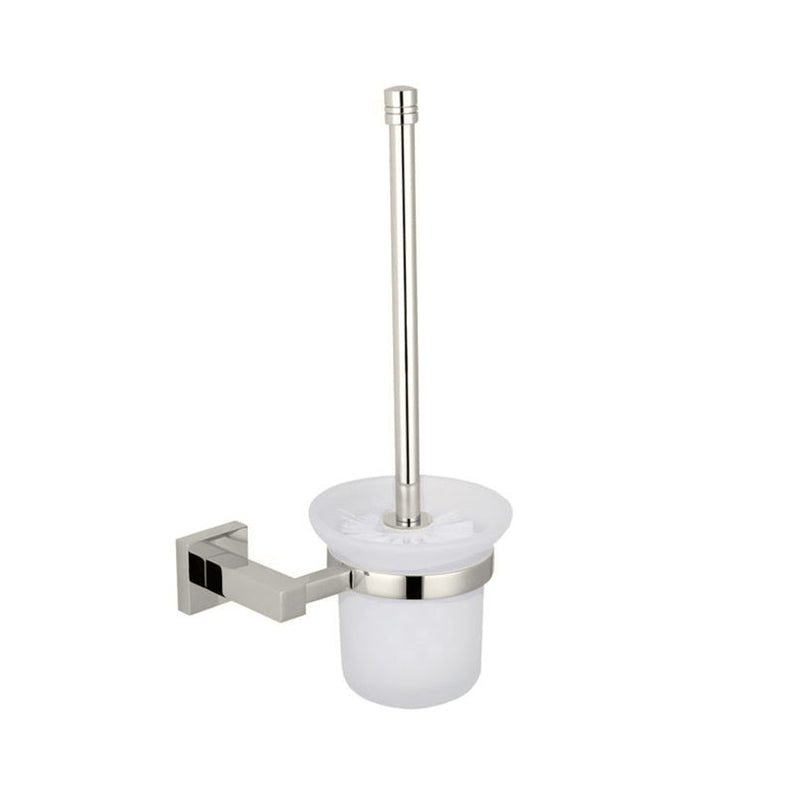 London Toilet Brush Holder - Wall Mount - 4" Brass/Brushed Nickel