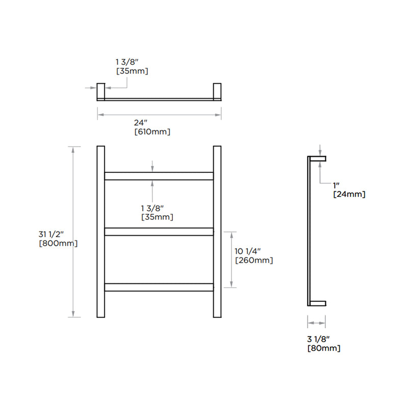 Berlin Towel Holder - Wall Mount - 24" Brass/Matt Black