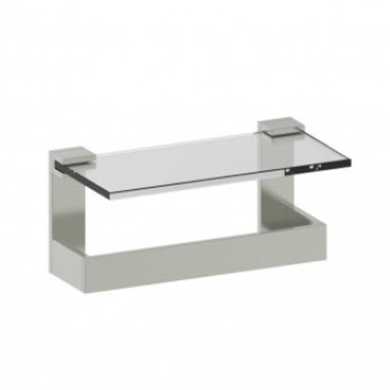 Berlin Towel Shelf - Wall Mount - 10" Brass/Glass/Brushed Nickel