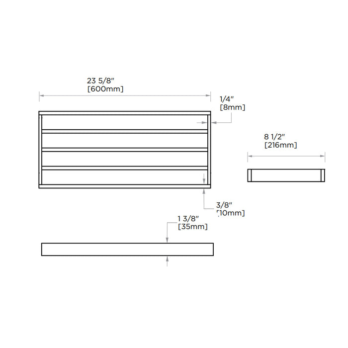 Berlin Towel Shelf - Wall Mount - 24" Brass/Polished Chrome