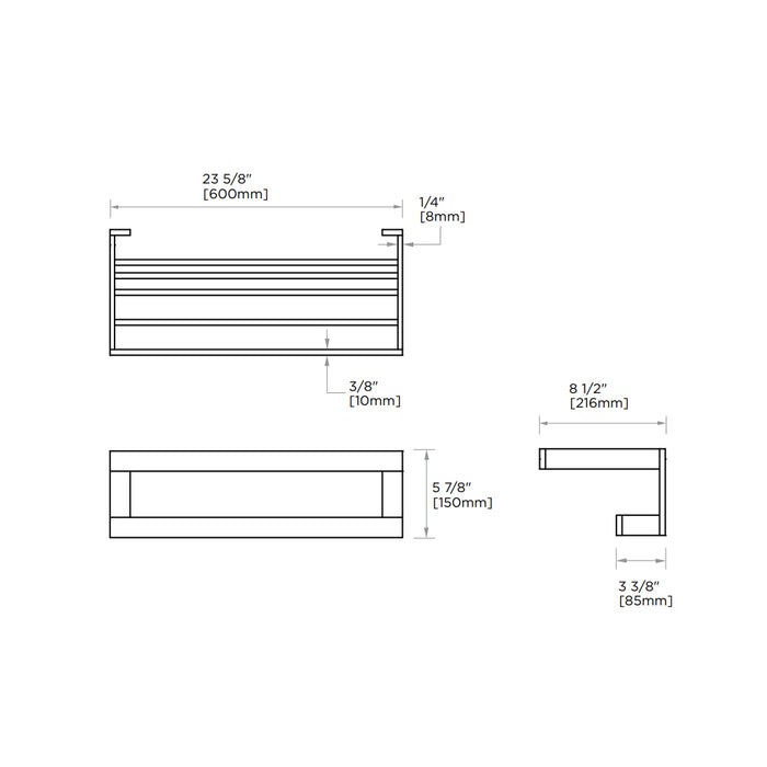 Berlin Towel Shelf - Wall Mount - 24" Brass/Polished Nickel