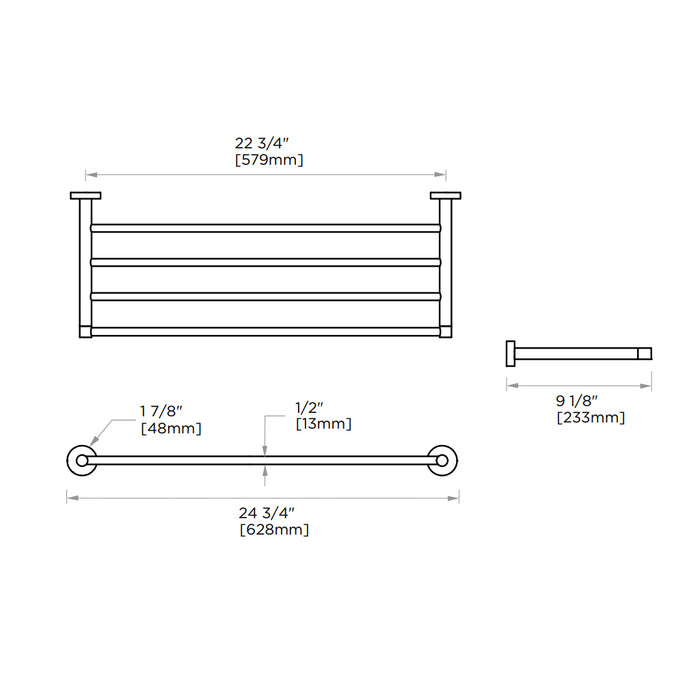 Circo Towel Shelf - Wall Mount - 25" Brass/Matt Black