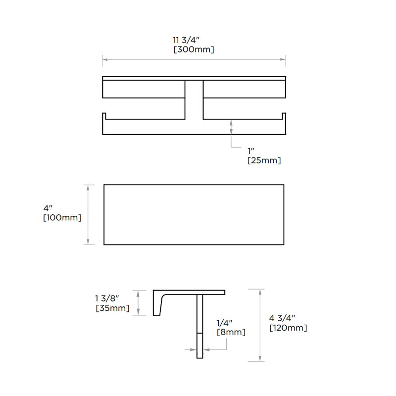 Berlin Shelf With Toilet Paper Holder - Wall Mount - 12" Brass/Brushed Nickel