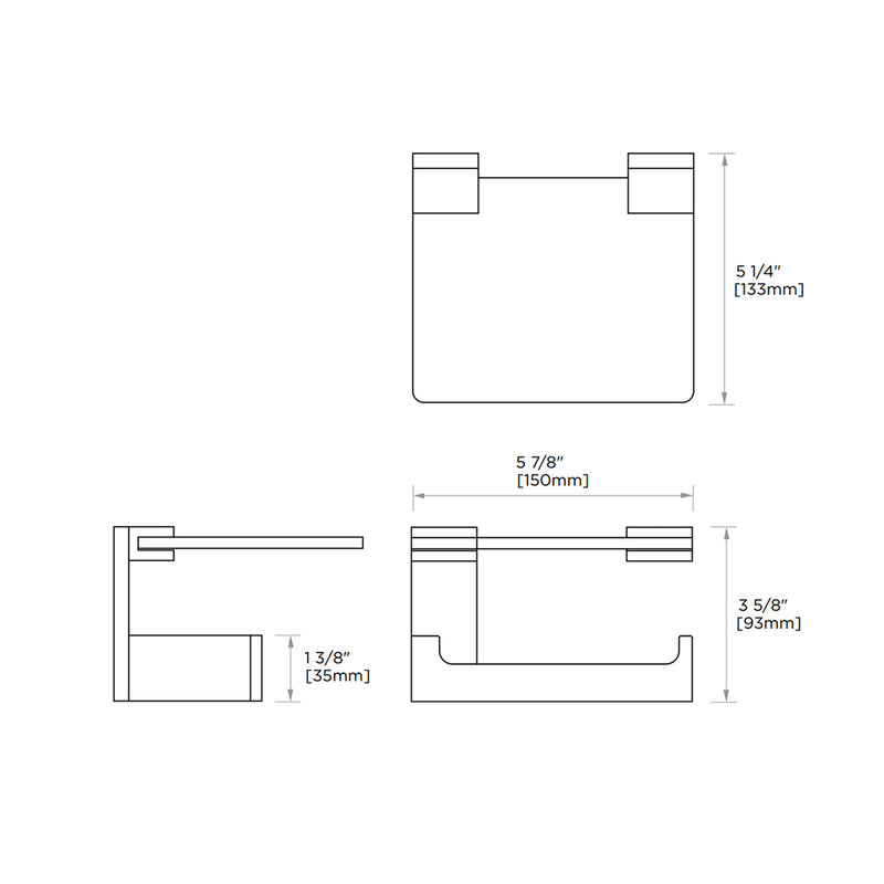Berlin Shelf Toilet Paper Holder - Wall Mount - 6" Brass/Brushed Nickel