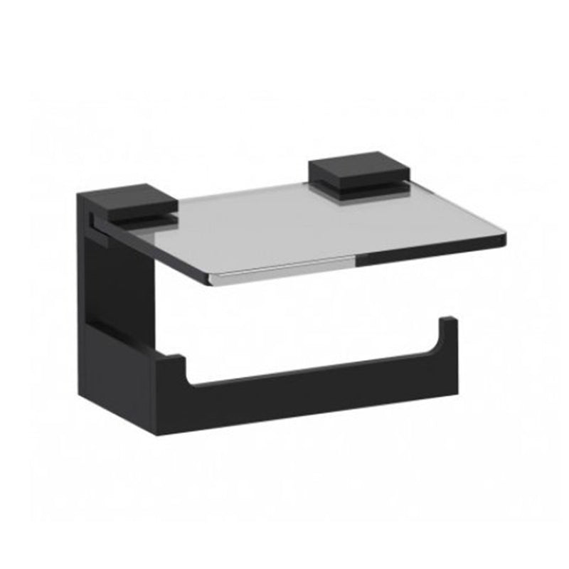 Berlin Shelf Toilet Paper Holder - Wall Mount - 6" Brass/Matt Black