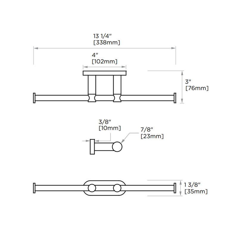 Circo Double Toilet Paper Holder - Wall Mount - 14" Brass/Brushed Nickel
