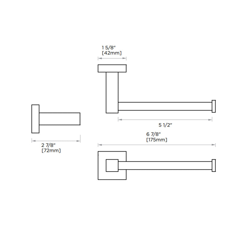 London Toilet Paper Holder - Wall Mount - 7" Brass/Matt Black