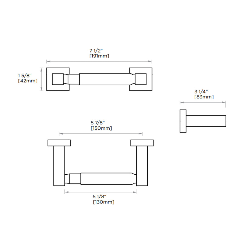 London Toilet Paper Holder - Wall Mount - 8" Brass/Brushed Nickel