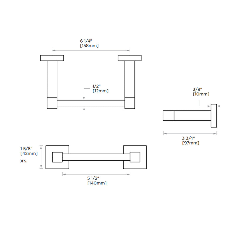London Pivot Toilet Paper Holder - Wall Mount - 7" Brass/Matt Black