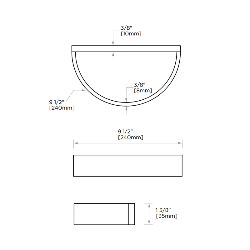 Berlin Half Moon Towel Ring - Wall Mount - 10" Brass/Matt Black