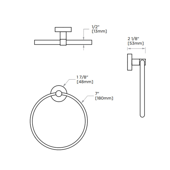 Circo Towel Ring - Wall Mount - 7" Brass/Polished Chrome