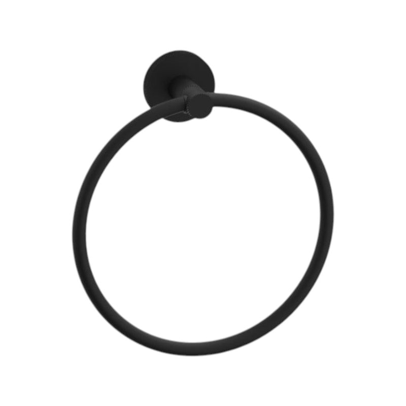 Circo Knurled Towel Ring - Wall Mount - 7" Brass/Matt Black