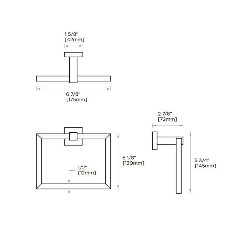 London Towel Ring - Wall Mount - 7" Brass/Matt Black