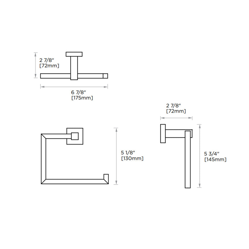 London Towel Ring - Wall Mount - 7" Brass/Matt Black